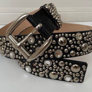 Streets Ahead Jewel Studded Black Leather Belt (NWT)